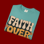 Faith Over Fear T‑Shirt — Retro Floral Inspirational Tee