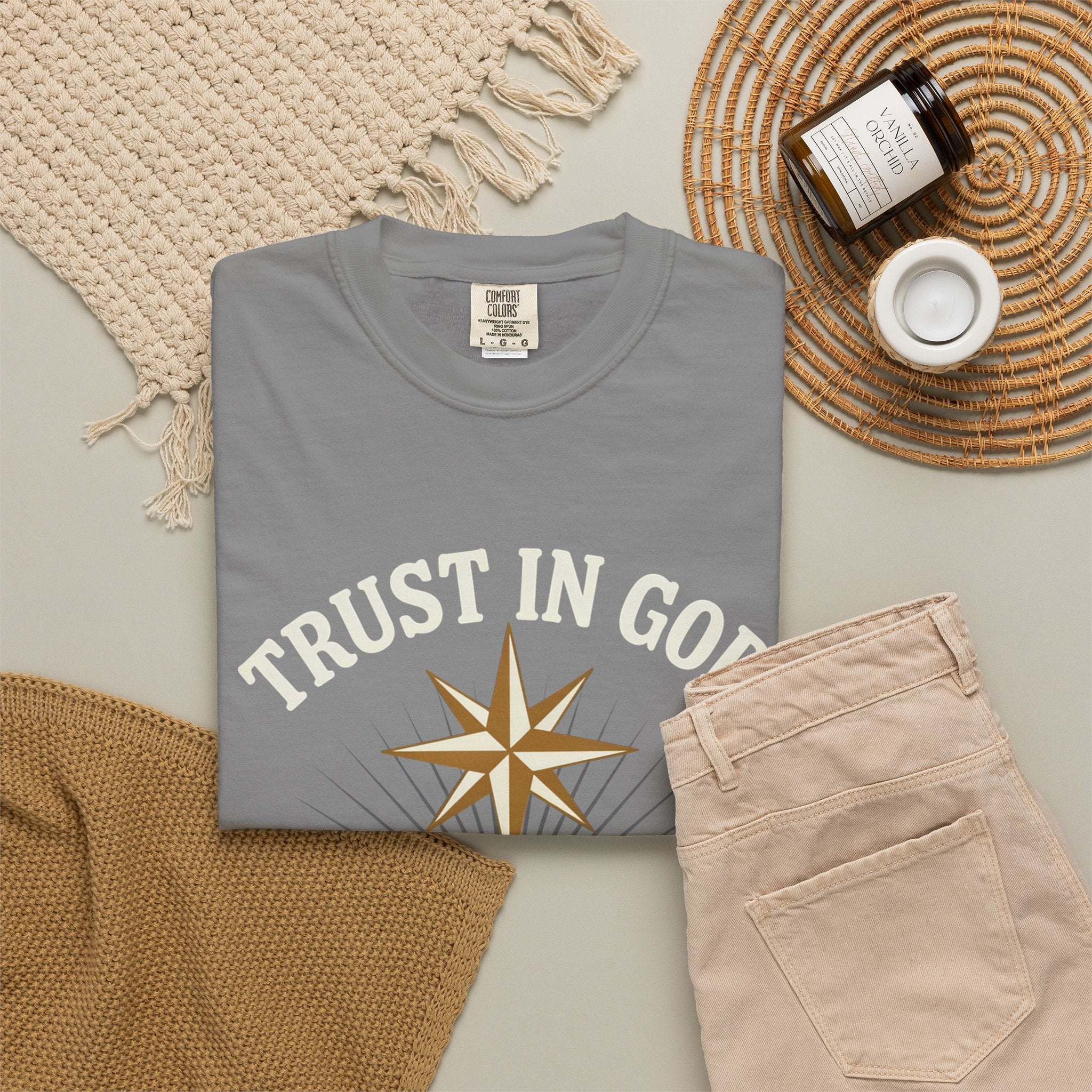 Trust in God Compass T-Shirt — "Trust In God With All Your Heart" Christian Faith Tee