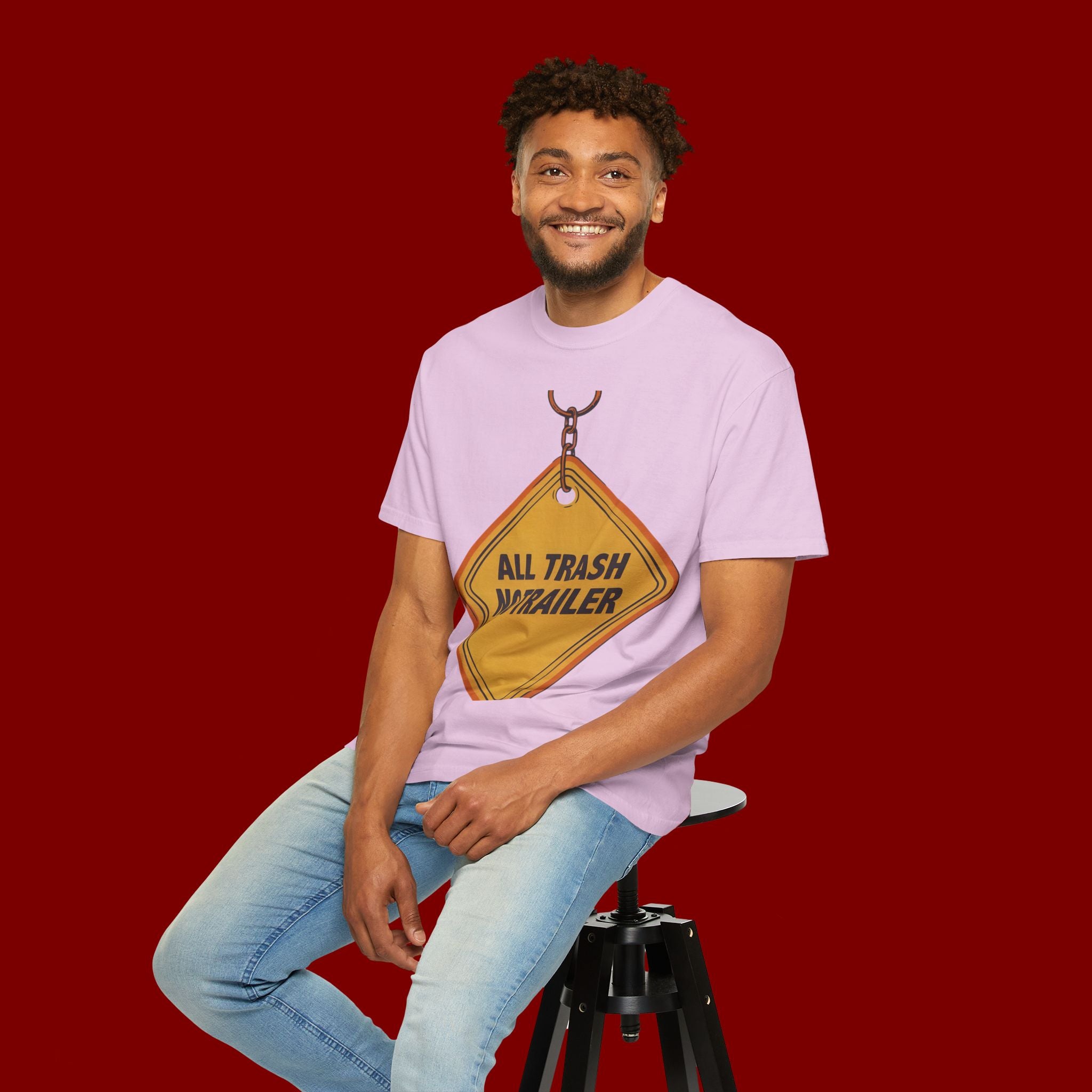 Funny Road Sign T-Shirt — "All Trash No Trailer" Graphic Tee