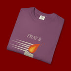 Pray & Never Give Up T‑Shirt — Inspirational Candle Faith Tee