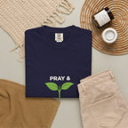Pray & Never Give Up T-Shirt – Inspirational Faith Tee with Sprout Graphic