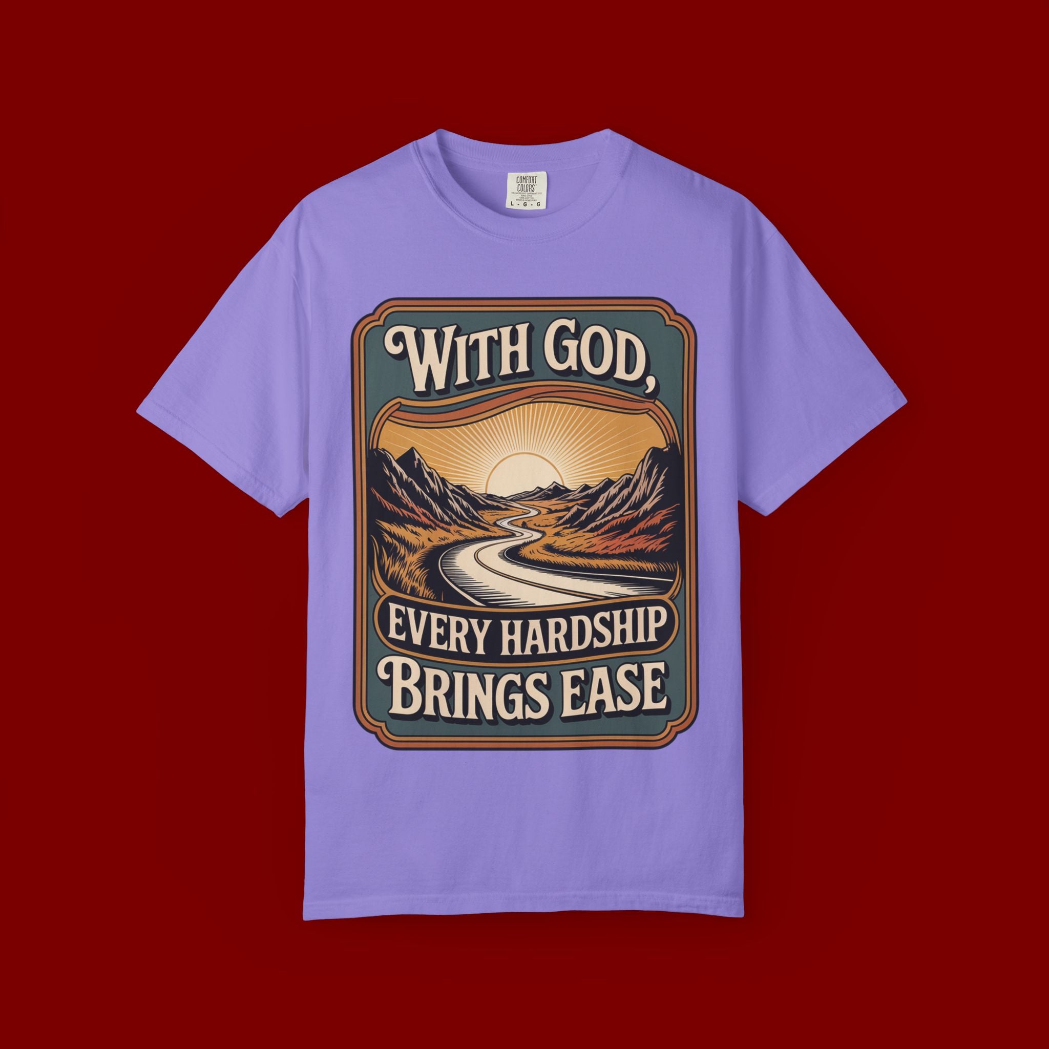Inspirational Graphic T-Shirt — "With God, Every Hardship Brings Ease"