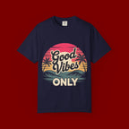 Good Vibes Only T-Shirt — Retro Sunset Palm Tee
