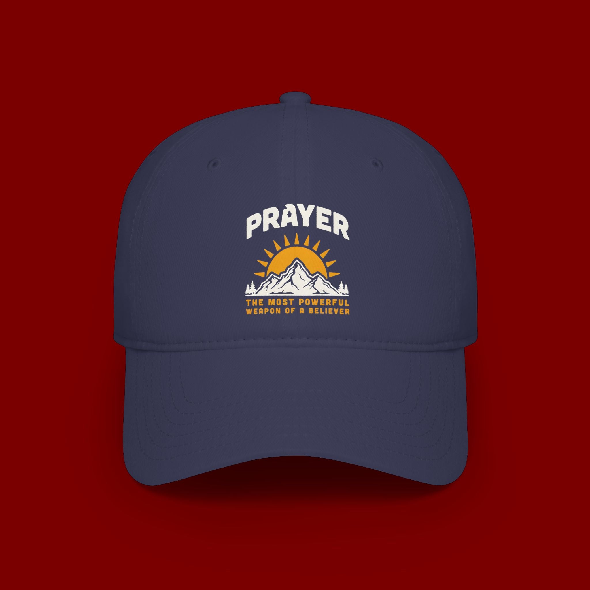 Prayer Sunrise Baseball Cap — Spiritual Faith Hat with Mountain Graphic