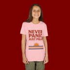 Youth Tee — "Never Panic Just Pray" Retro Sunset Kids T-Shirt