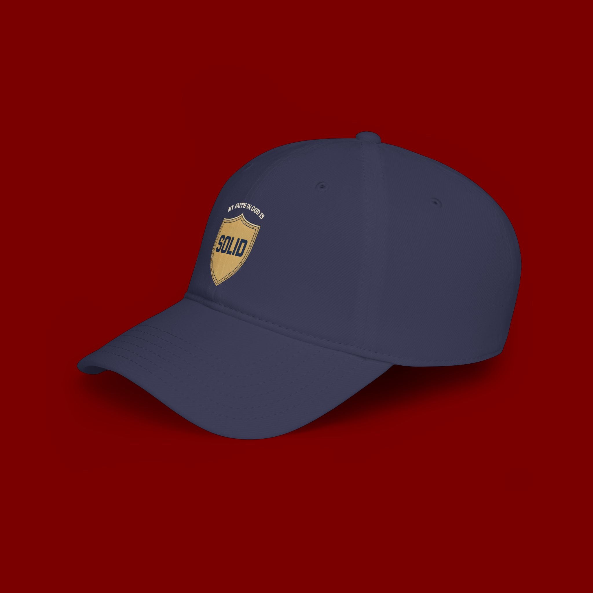 Solid Shield Baseball Cap — 'Stay Solid' Embroidered Low Profile Hat